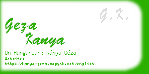 geza kanya business card